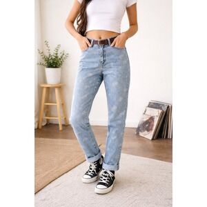 GAP Paisley Print Y2K Indie Boho Strait Leg Jeans High Rise Soft Grunge SZ 24